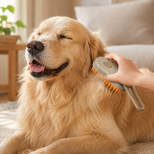 FurEase Steam Brush — 02 lifestyle dog